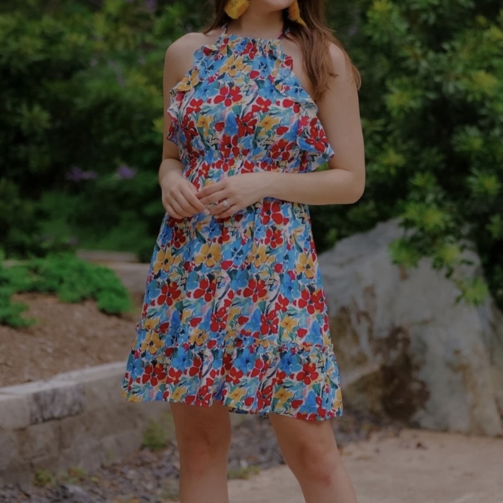 Jess Lea | Large | Floral Ruffle Halter Dress - Picture 6 of 8